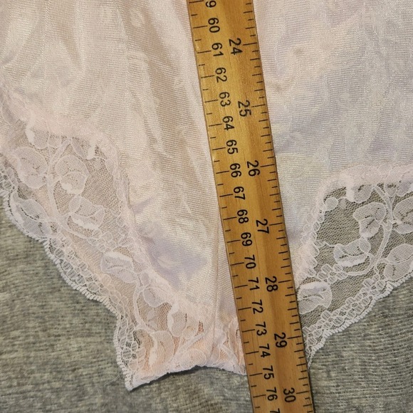 Vintage 80s Ashley Taylor Satin Lace Teddy Romper Light Pink Two Tone Lingerie - Picture 7 of 7